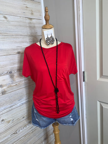 Red Everyday Pocket Top