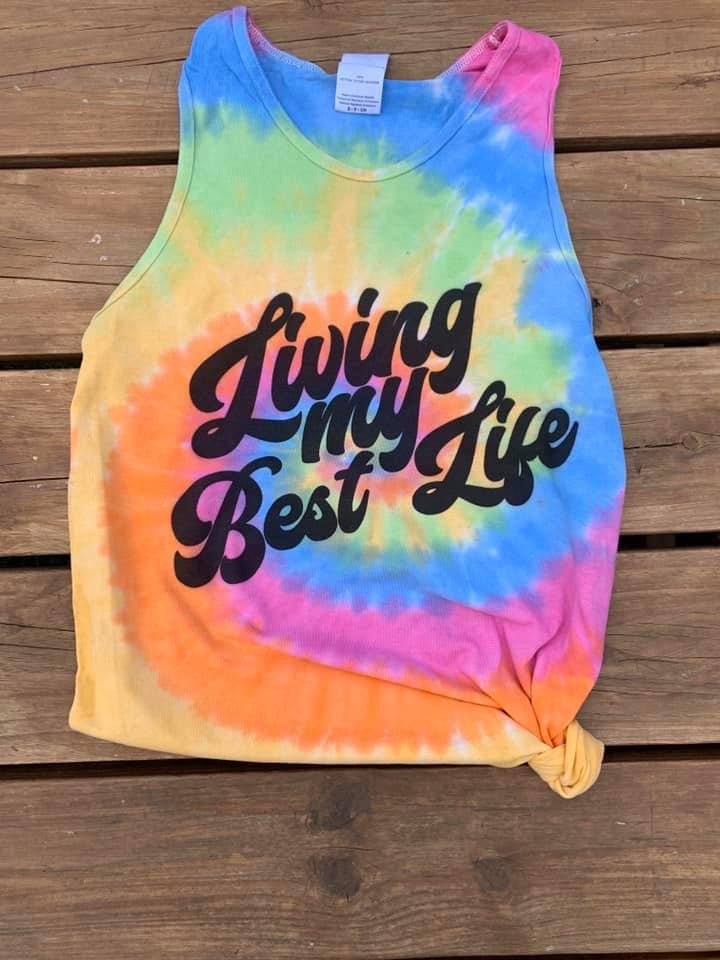 Living My Best Life Pastel Tie Dye Tank