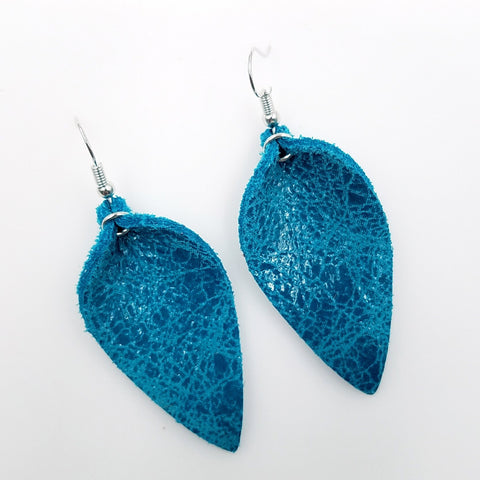 Turquoise Leather Earrings - The Frosted Pear Design