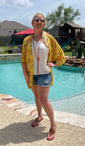 Yellow Floral Kimono