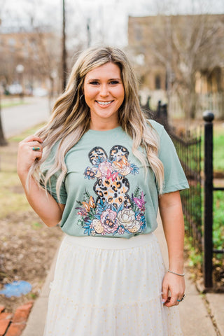 Floral Mint Bunny Tee