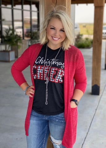 Heather Red Cardigan