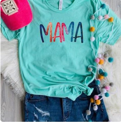 Mama Tie-Dye Letters Tee