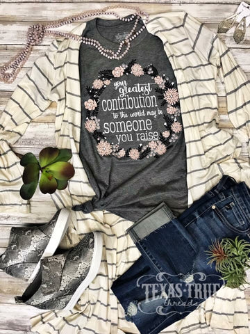 Long Sleeve Grey & Cream Cardigan