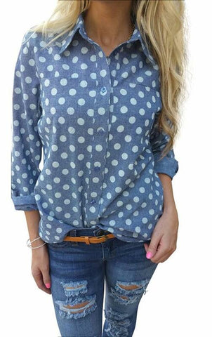 Chambray Polka Dot Top - The Frosted Pear Design