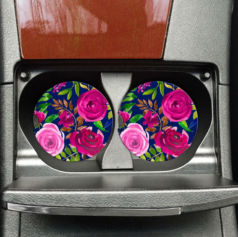 Dark Floral Car Coasters