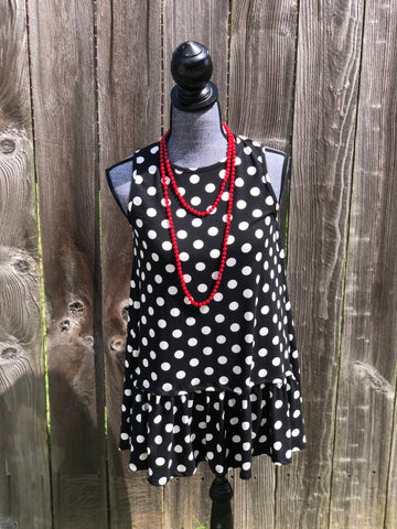 Black Polka Dot Ruffle Shirt - The Frosted Pear Design