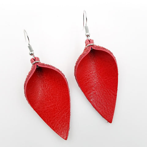Red Leather Earrings - The Frosted Pear Design
