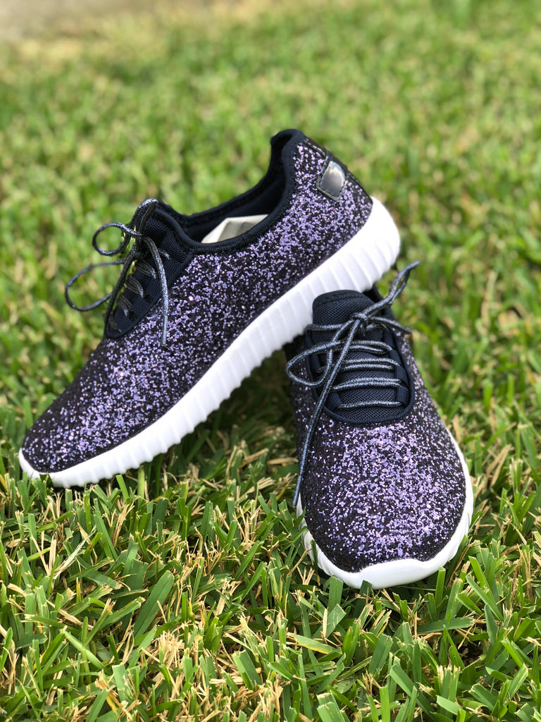 Navy Glitter Tennis Shoes - The Frosted Pear Design