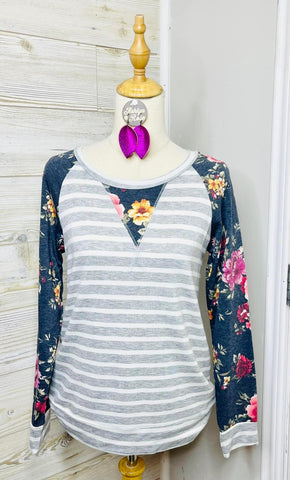 Floral Stripe Sweater