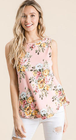 Blush Floral Sleeveless Top
