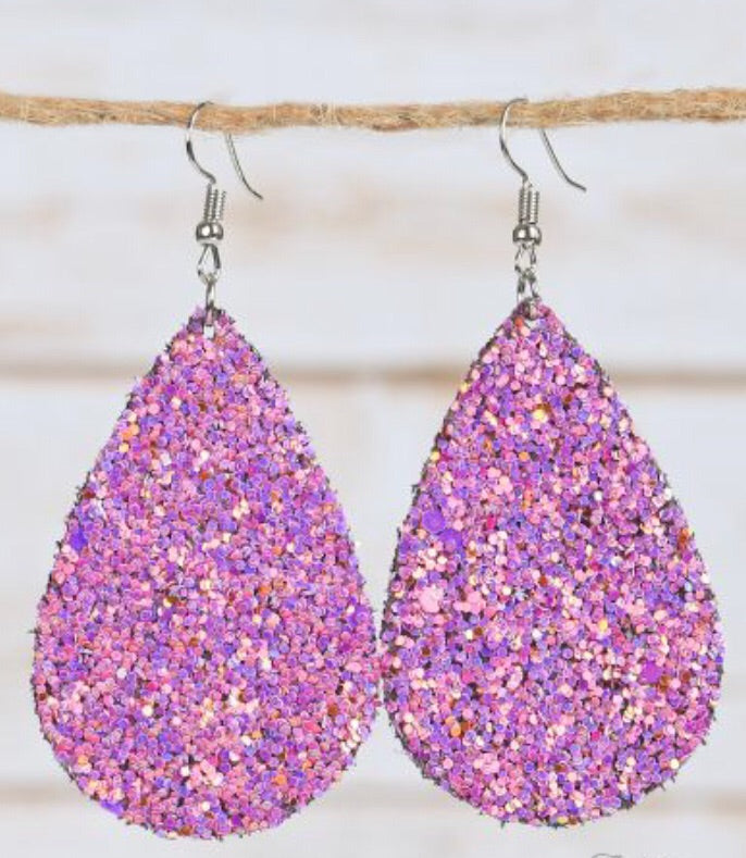 Magenta Glitter Earrings - The Frosted Pear Design