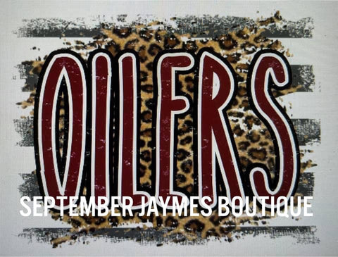 Oilers Leopard Spirit V-Neck Tee