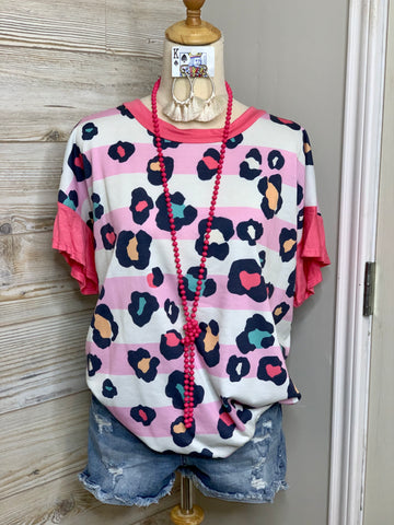 Lovely Leopard Flutter Sleeve Top