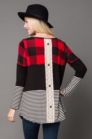 Red Buffalo Plaid with Lace Detail