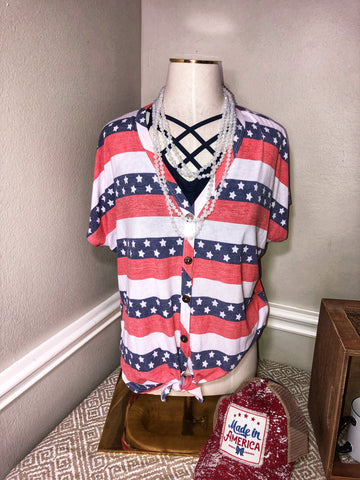 Red White & Blue Stripe Top - The Frosted Pear Design