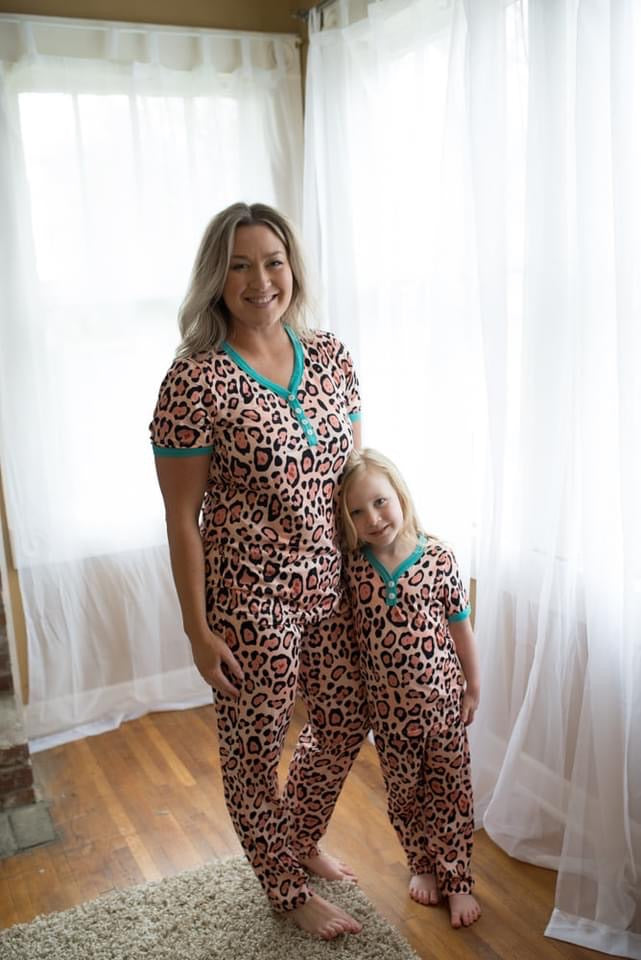 Short Sleeve Leopard Pajama Set
