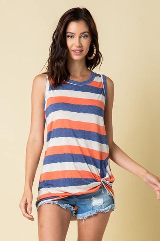 Orange & Blue Stripe Top