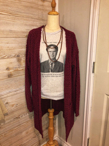 Burgundy Popcorn Cardigan