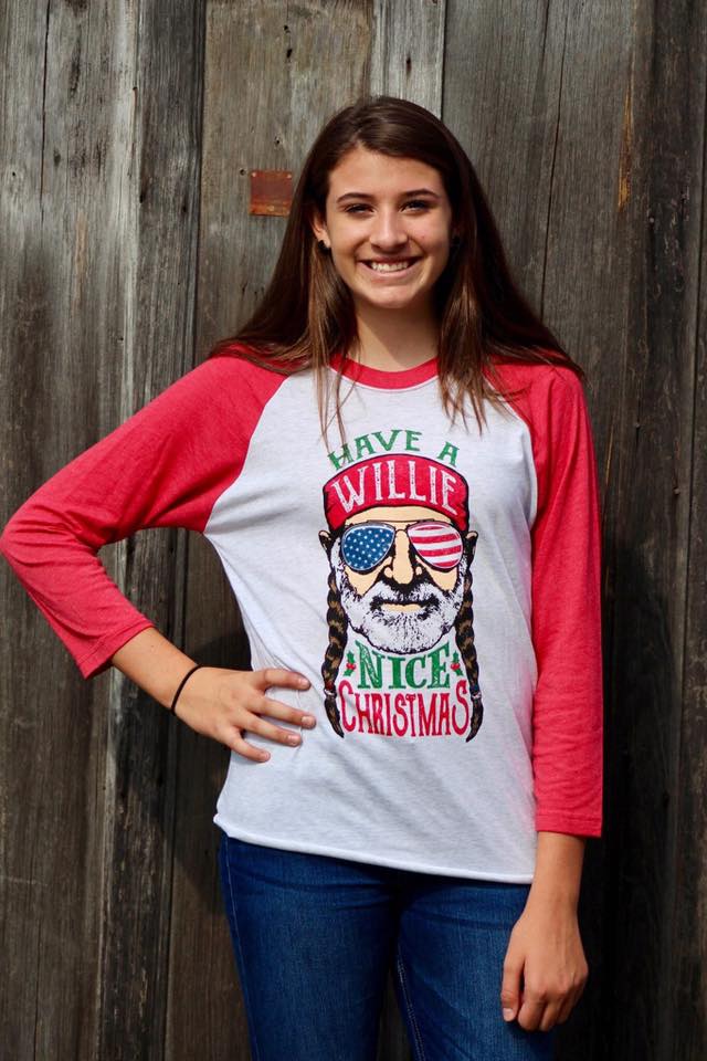 Willie Nice Christmas Adult Raglan - The Frosted Pear Design