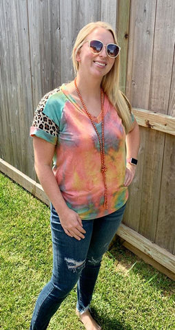 Dark Tie Dye Leopard Top